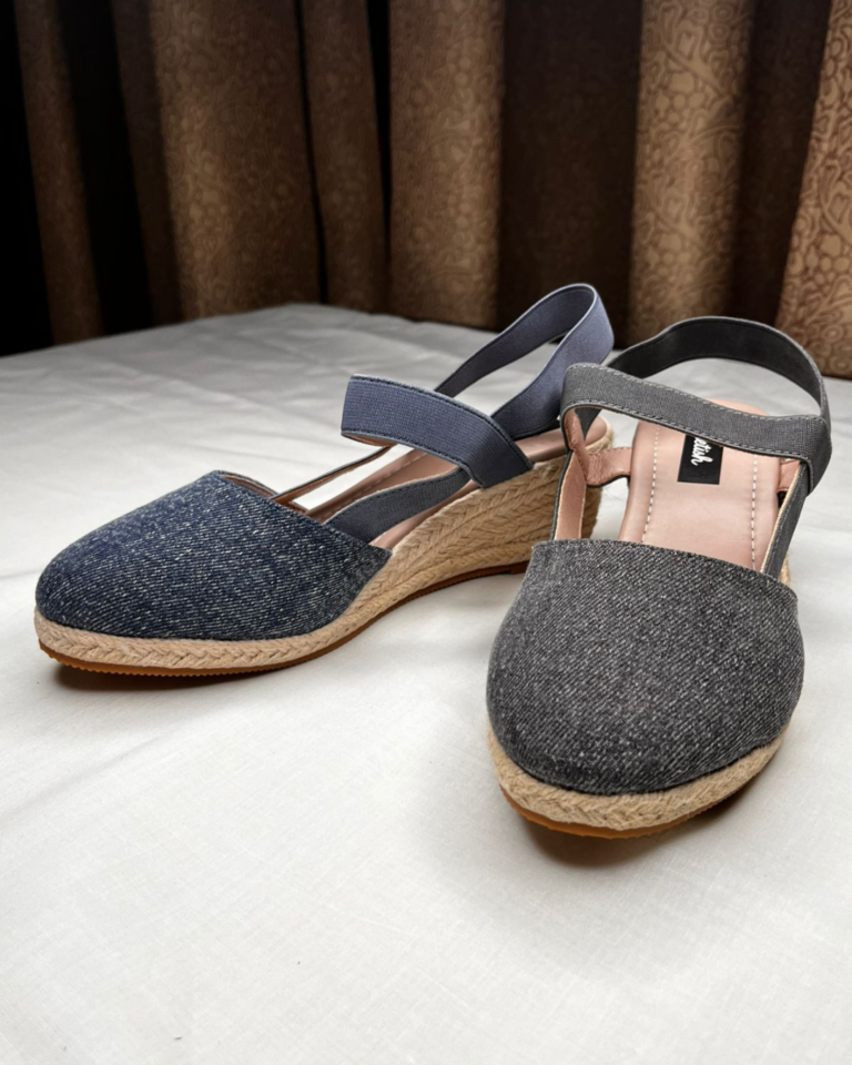Blue Denim With Jute Wedges Imported