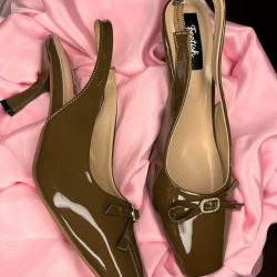 brown with a cute bow stilettos