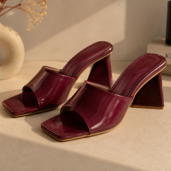 Cherry Colour With Triangle Shape Heel