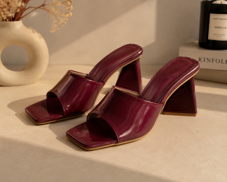 Cherry Colour With Triangle Shape Heel