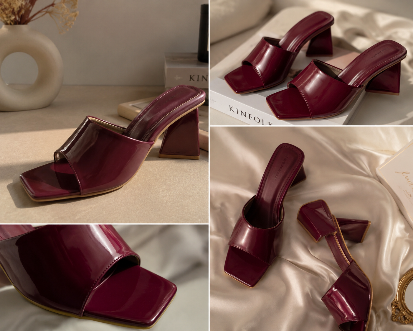 Cherry Colour With Triangle Shape Heel - Image 2